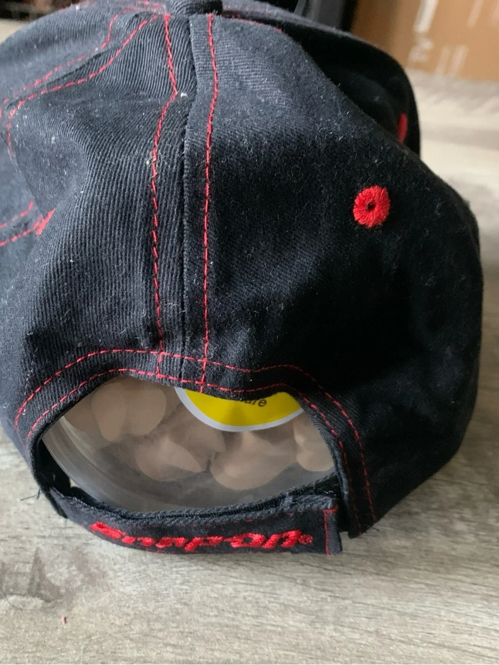 SnapOn 100th Anniversary Baseball Cap Hat Adjustable Embroidered Logo Black Red